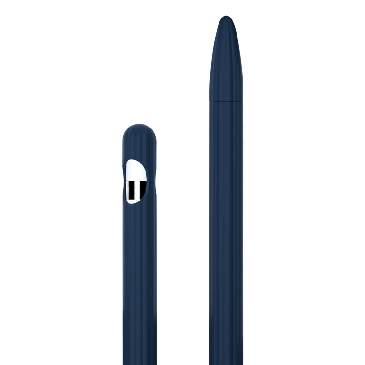 3-in-1 ストライプ液体シリコンスタイラスケース（チップキャップ2個付き）、Apple Pencil 1用、Apple Pencil 2用