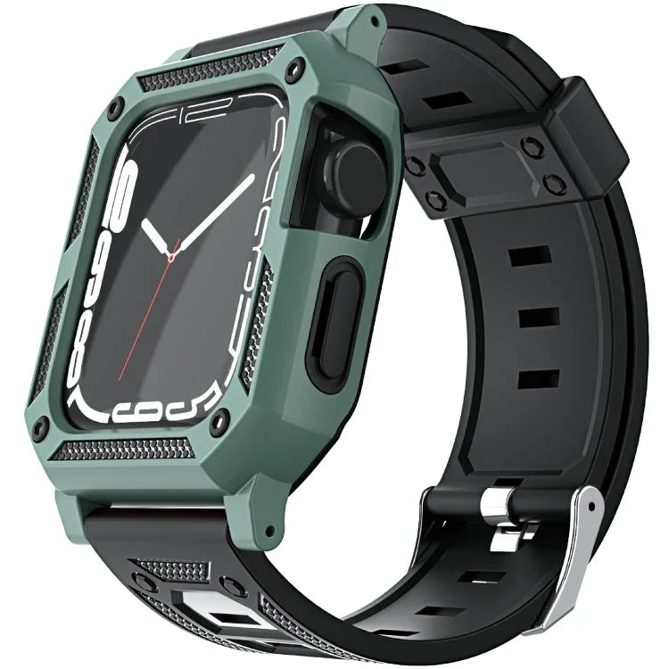 ミリタリーシリコンウォッチバンド＋ウォッチケースセット、Apple Watch Series 9/8/7 45mm 用、Apple Watch Series 9/8/7 41mm 用