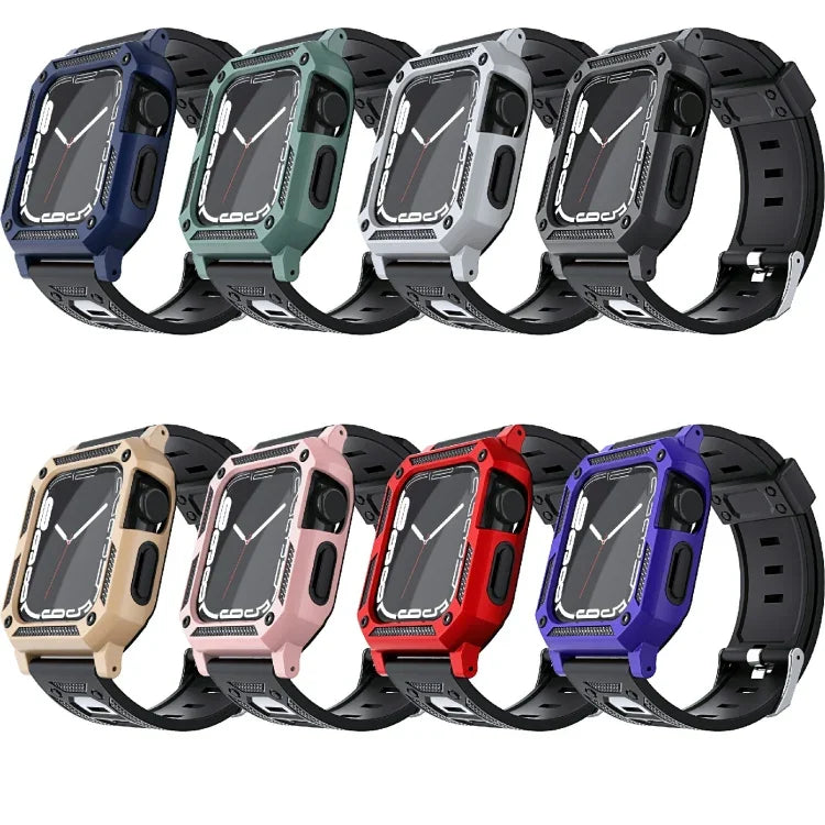 ミリタリーシリコンウォッチバンド＋ウォッチケースセット、Apple Watch Series 9/8/7 45mm 用、Apple Watch Series 9/8/7 41mm 用