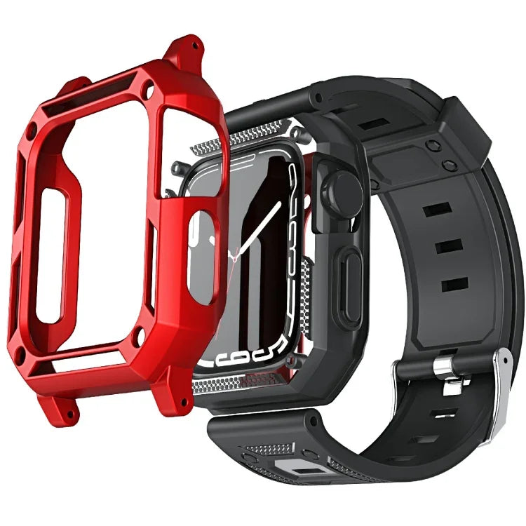 ミリタリーシリコンウォッチバンド＋ウォッチケースセット、Apple Watch Series 9/8/7 45mm 用、Apple Watch Series 9/8/7 41mm 用