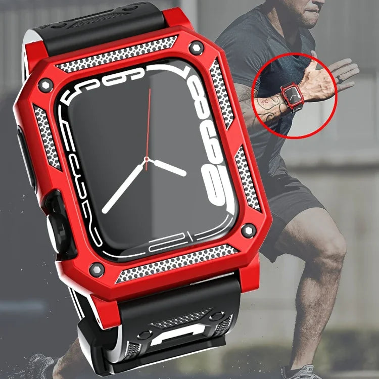 ミリタリーシリコンウォッチバンド＋ウォッチケースセット、Apple Watch Series 9/8/7 45mm 用、Apple Watch Series 9/8/7 41mm 用