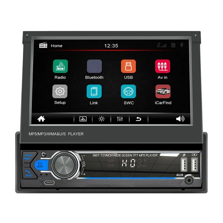 9901 7インチ カー 伸縮式 MP5 プレーヤー FM & 携帯電話インターネット対応, 9901