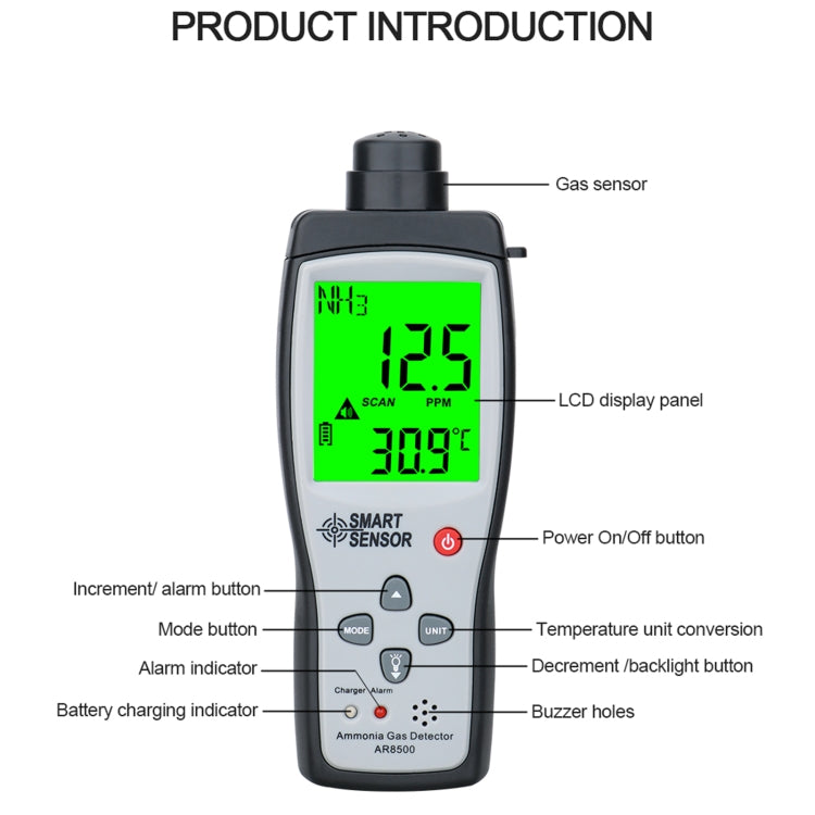 SmartSensor AR8500 携帯用アンモニアガス NH3 検出メーター, AR8500