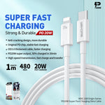 WEKOME WDC-168 オリジナルシリーズ PD 20W USB-C / Type-C から 8ピン高速充電データケーブル、長さ: 1m