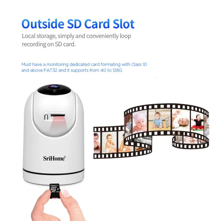 SriHome SH042 2.0MP 1080P HD AI WiFi パンチルト監視カメラ、SH042