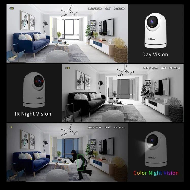 SriHome SH042 2.0MP 1080P HD AI WiFi パンチルト監視カメラ、SH042