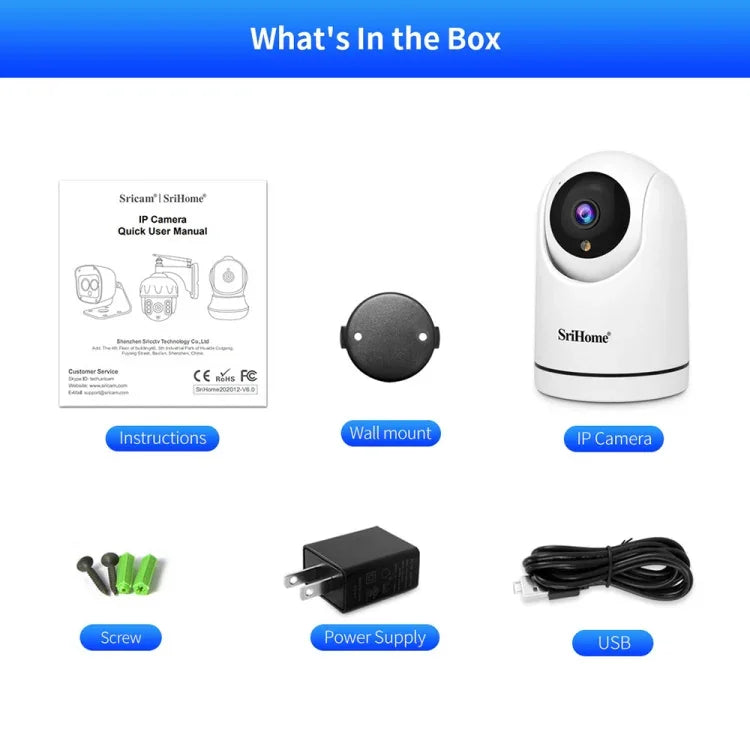SriHome SH042 2.0MP 1080P HD AI WiFi パンチルト監視カメラ、SH042