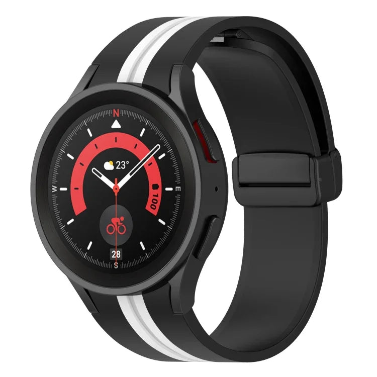 ツートンストライプ シリコンウォッチバンド、Samsung Galaxy Watch5 Pro用