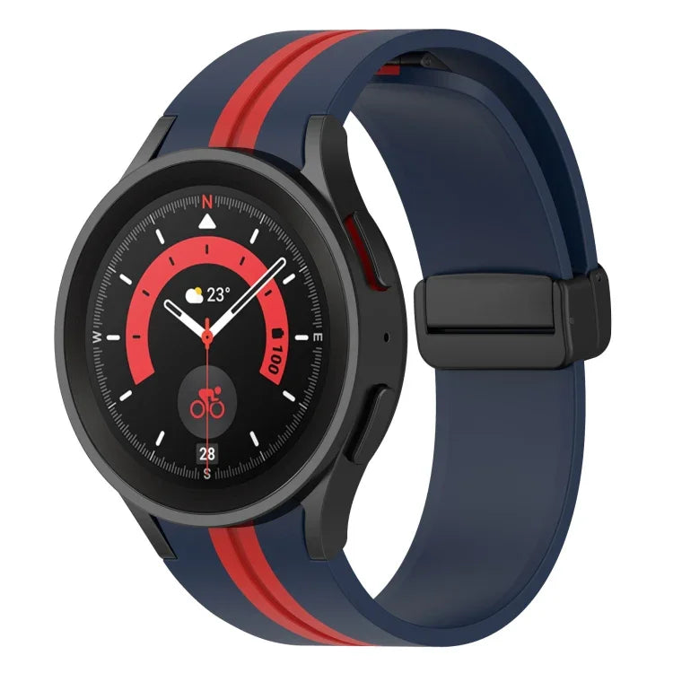 ツートンストライプ シリコンウォッチバンド、Samsung Galaxy Watch5 Pro用