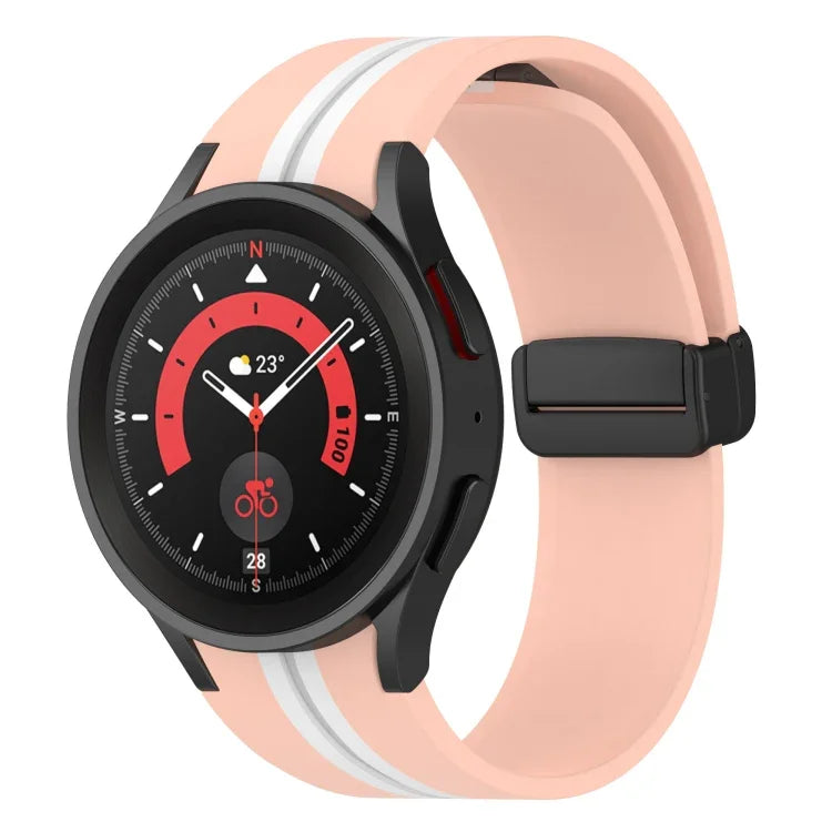 ツートンストライプ シリコンウォッチバンド、Samsung Galaxy Watch5 Pro用