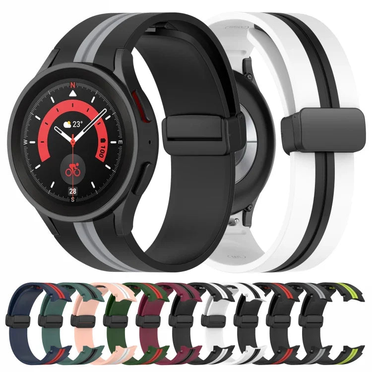 ツートンストライプ シリコンウォッチバンド、Samsung Galaxy Watch5 Pro用