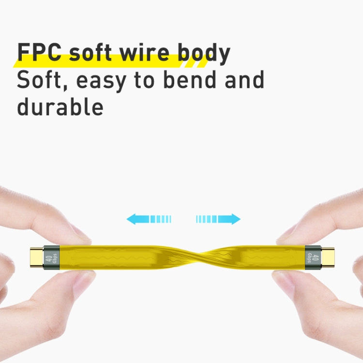 100W 40Gbps USB-C/Type-C-USB-C/Type-C FPCフレキシブルデータケーブル、長さ：13.8cm、40Gbps USB-C/Type-C-USB-C/Type-C