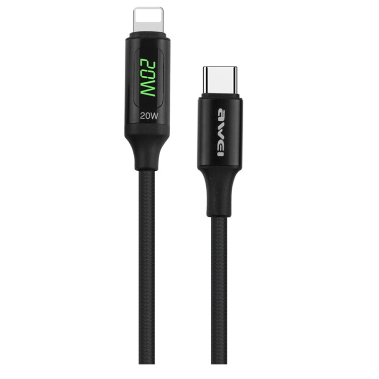 awei CL-123L 1m USB-C / Type-Cから8ピン デジタル表示データ急速充電ケーブル、CL-123L
