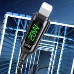 awei CL-123L 1m USB-C / Type-Cから8ピン デジタル表示データ急速充電ケーブル、CL-123L