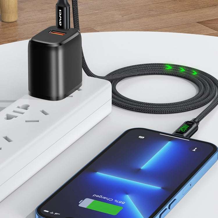 awei CL-123L 1m USB-C / Type-Cから8ピン デジタル表示データ急速充電ケーブル、CL-123L