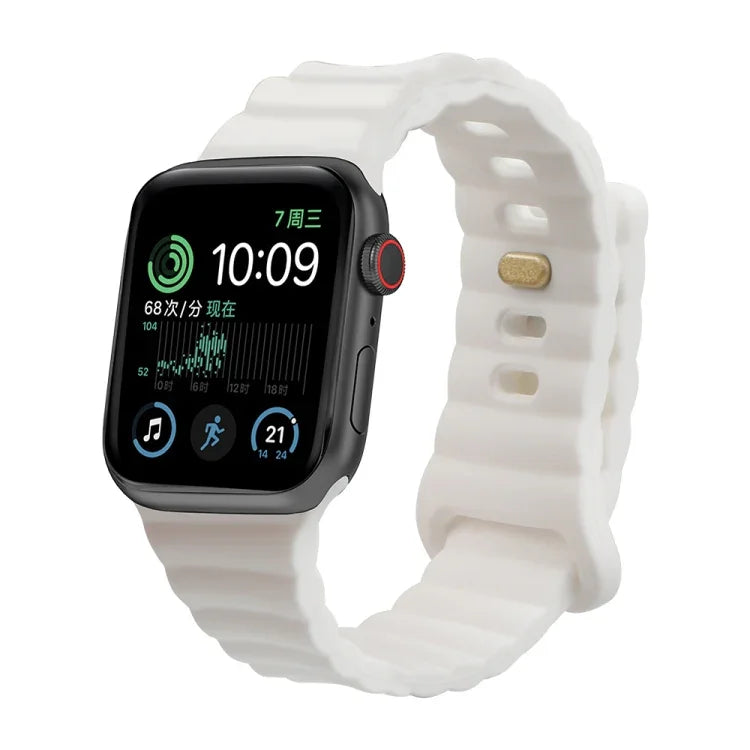 リバースバックルシリコンウォッチバンド Apple Watch Ultra 49mm / Series 8&7 45mm / SE 2&6&SE&5&4 44mm / 3&2&1 42mm用、Apple Watch Series 8&7 41mm / SE 2&6&SE&5&4 40mm / 3&2&1 38mm用