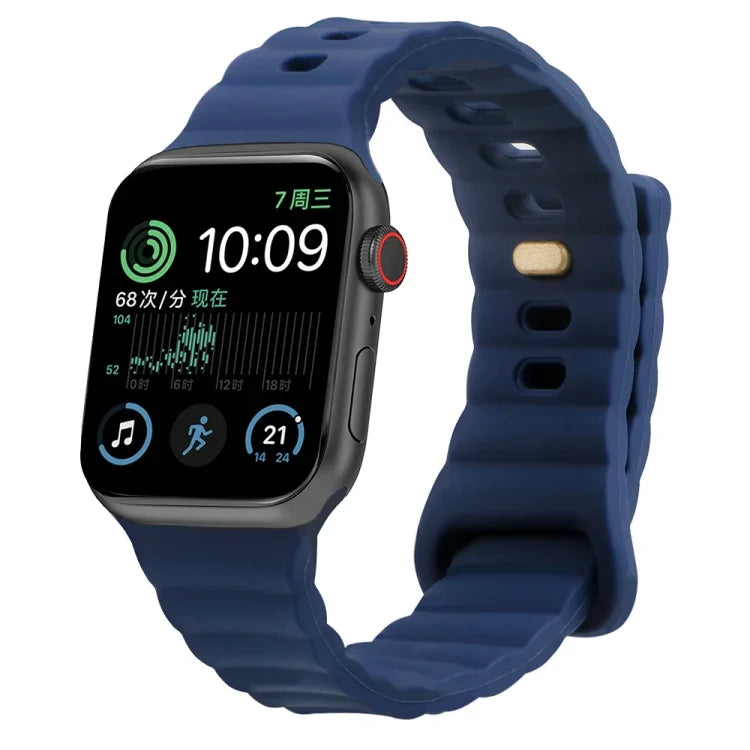リバースバックルシリコンウォッチバンド Apple Watch Ultra 49mm / Series 8&7 45mm / SE 2&6&SE&5&4 44mm / 3&2&1 42mm用、Apple Watch Series 8&7 41mm / SE 2&6&SE&5&4 40mm / 3&2&1 38mm用