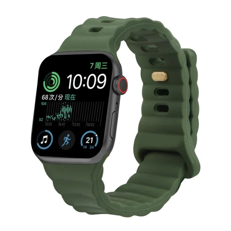 リバースバックルシリコンウォッチバンド Apple Watch Ultra 49mm / Series 8&7 45mm / SE 2&6&SE&5&4 44mm / 3&2&1 42mm用、Apple Watch Series 8&7 41mm / SE 2&6&SE&5&4 40mm / 3&2&1 38mm用