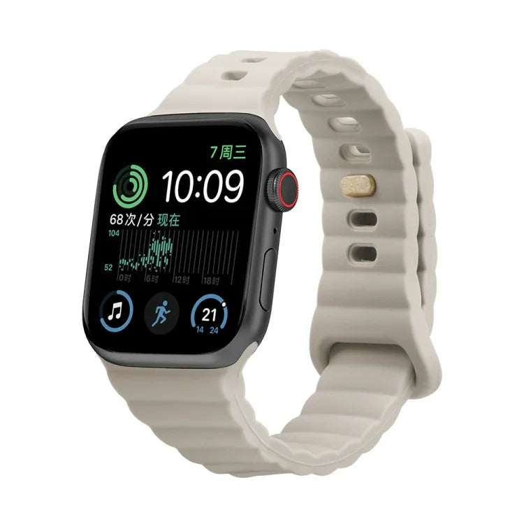 リバースバックルシリコンウォッチバンド Apple Watch Ultra 49mm / Series 8&7 45mm / SE 2&6&SE&5&4 44mm / 3&2&1 42mm用、Apple Watch Series 8&7 41mm / SE 2&6&SE&5&4 40mm / 3&2&1 38mm用