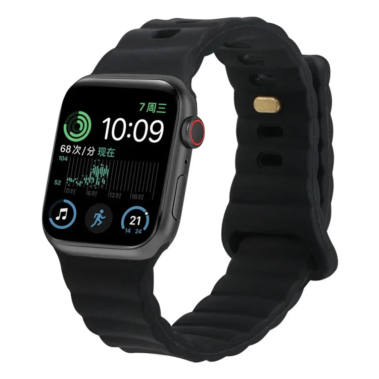 リバースバックルシリコンウォッチバンド Apple Watch Ultra 49mm / Series 8&7 45mm / SE 2&6&SE&5&4 44mm / 3&2&1 42mm用、Apple Watch Series 8&7 41mm / SE 2&6&SE&5&4 40mm / 3&2&1 38mm用