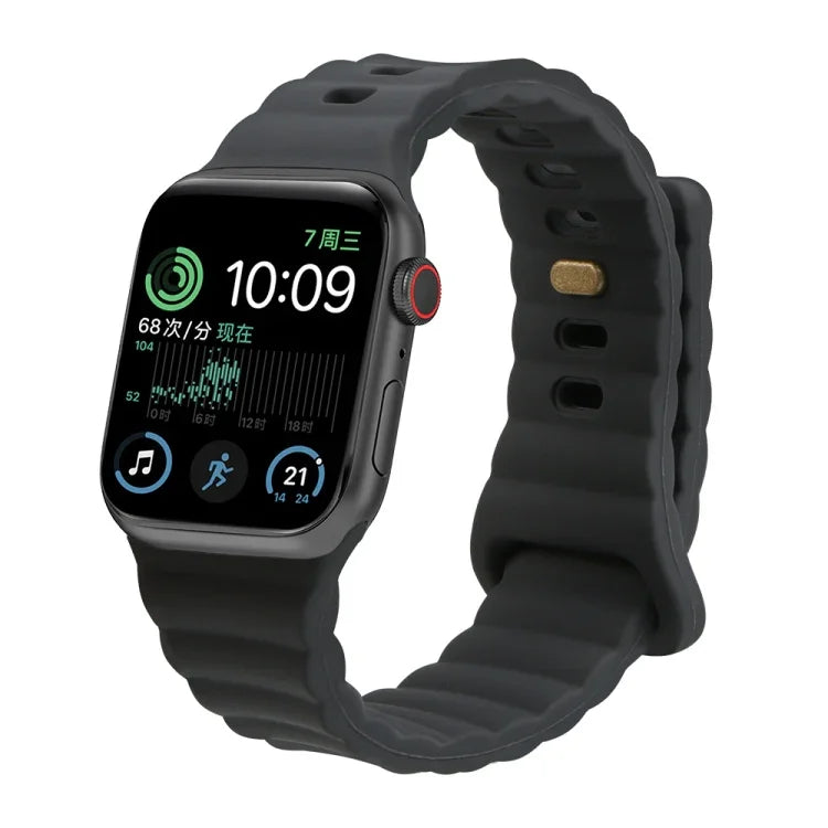 リバースバックルシリコンウォッチバンド Apple Watch Ultra 49mm / Series 8&7 45mm / SE 2&6&SE&5&4 44mm / 3&2&1 42mm用、Apple Watch Series 8&7 41mm / SE 2&6&SE&5&4 40mm / 3&2&1 38mm用