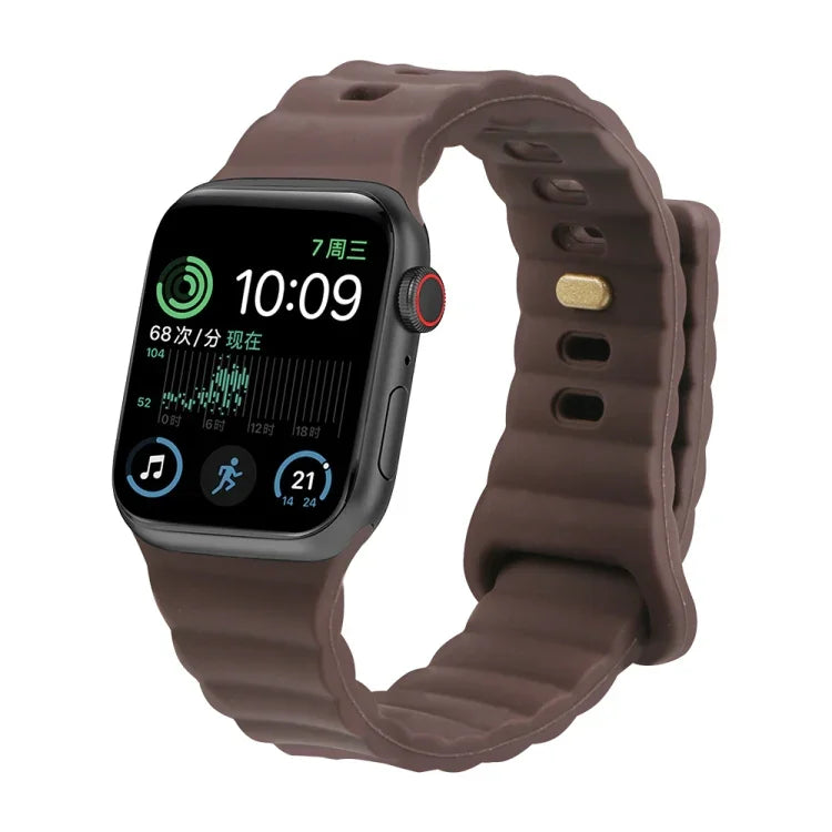 リバースバックルシリコンウォッチバンド Apple Watch Ultra 49mm / Series 8&7 45mm / SE 2&6&SE&5&4 44mm / 3&2&1 42mm用、Apple Watch Series 8&7 41mm / SE 2&6&SE&5&4 40mm / 3&2&1 38mm用