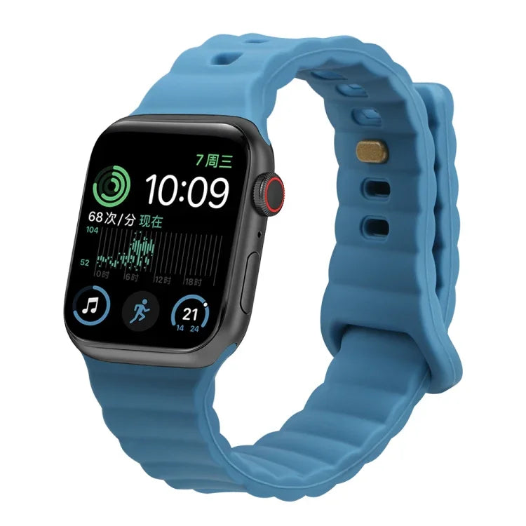 リバースバックルシリコンウォッチバンド Apple Watch Ultra 49mm / Series 8&7 45mm / SE 2&6&SE&5&4 44mm / 3&2&1 42mm用、Apple Watch Series 8&7 41mm / SE 2&6&SE&5&4 40mm / 3&2&1 38mm用