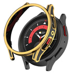 吊り下げ彫刻 ツートン保護ウォッチケース 強化ガラスフィルム付き、Samsung Galaxy Watch5 Pro 45mm用、Samsung Galaxy Watch5 40mm用、Samsung Galaxy Watch5 44mm用、Samsung Galaxy Watch4 40mm用、Samsung Galaxy Watch4 44mm用