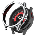 吊り下げ彫刻 ツートン保護ウォッチケース 強化ガラスフィルム付き、Samsung Galaxy Watch5 Pro 45mm用、Samsung Galaxy Watch5 40mm用、Samsung Galaxy Watch5 44mm用、Samsung Galaxy Watch4 40mm用、Samsung Galaxy Watch4 44mm用
