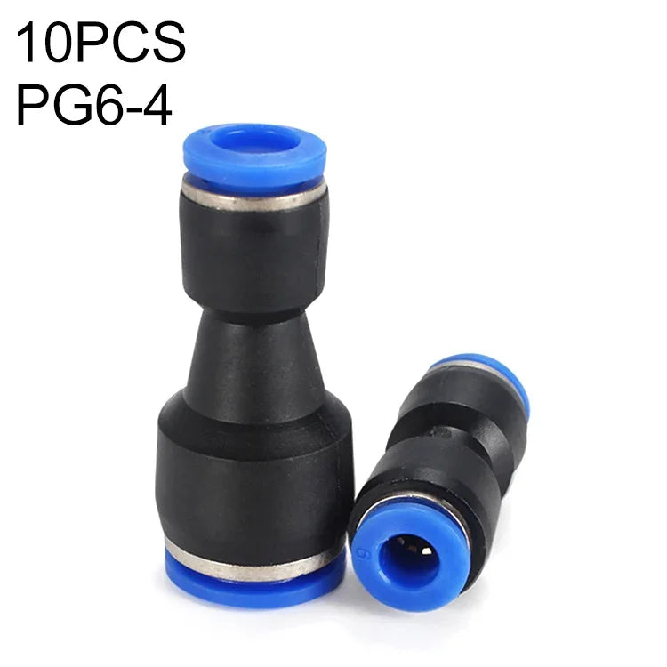 LAIZE 10個入り プラスチック減径直線型空気圧クイックフィッティングコネクター PG6-4、PG8-4、PG8-6、PG10-6、PG10-8、PG12-8、PG12-10、PG16-12