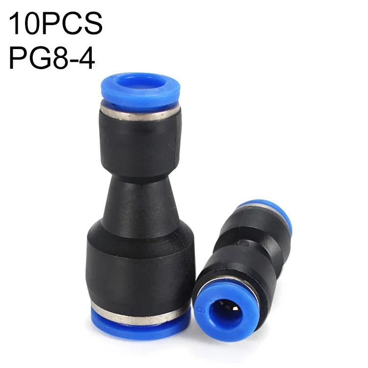 LAIZE 10個入り プラスチック減径直線型空気圧クイックフィッティングコネクター PG6-4、PG8-4、PG8-6、PG10-6、PG10-8、PG12-8、PG12-10、PG16-12