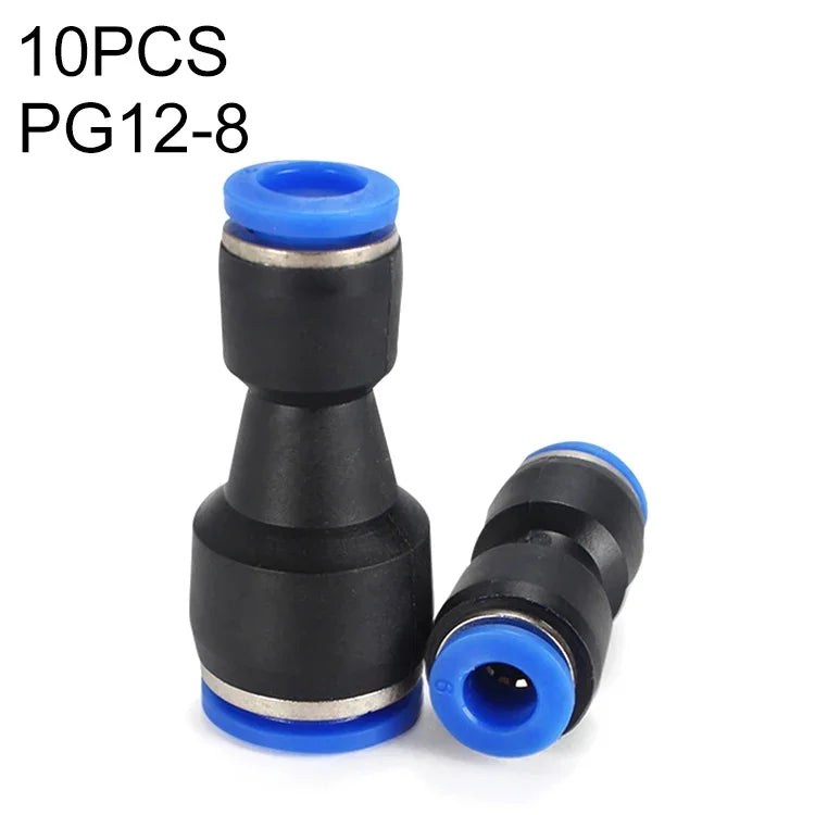 LAIZE 10個入り プラスチック減径直線型空気圧クイックフィッティングコネクター PG6-4、PG8-4、PG8-6、PG10-6、PG10-8、PG12-8、PG12-10、PG16-12