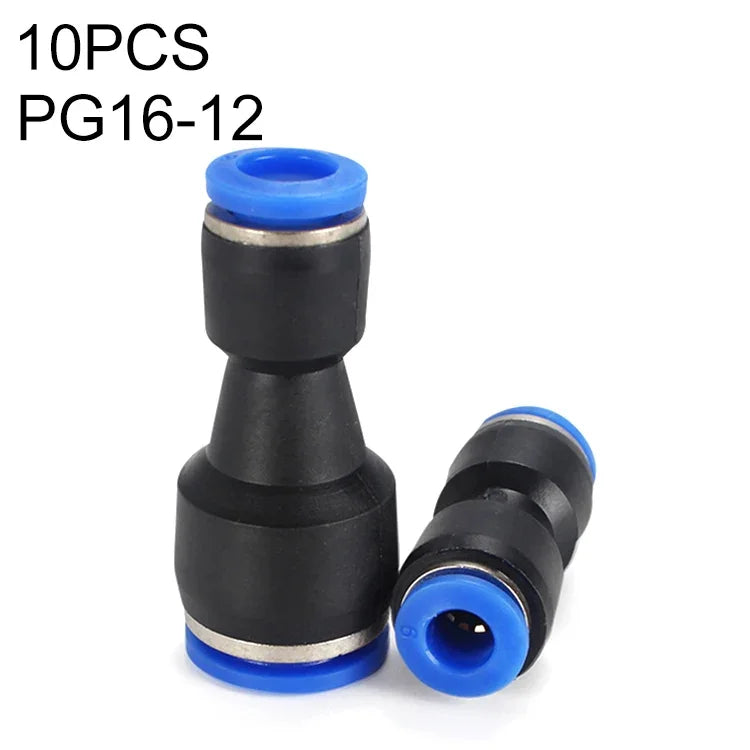 LAIZE 10個入り プラスチック減径直線型空気圧クイックフィッティングコネクター PG6-4、PG8-4、PG8-6、PG10-6、PG10-8、PG12-8、PG12-10、PG16-12