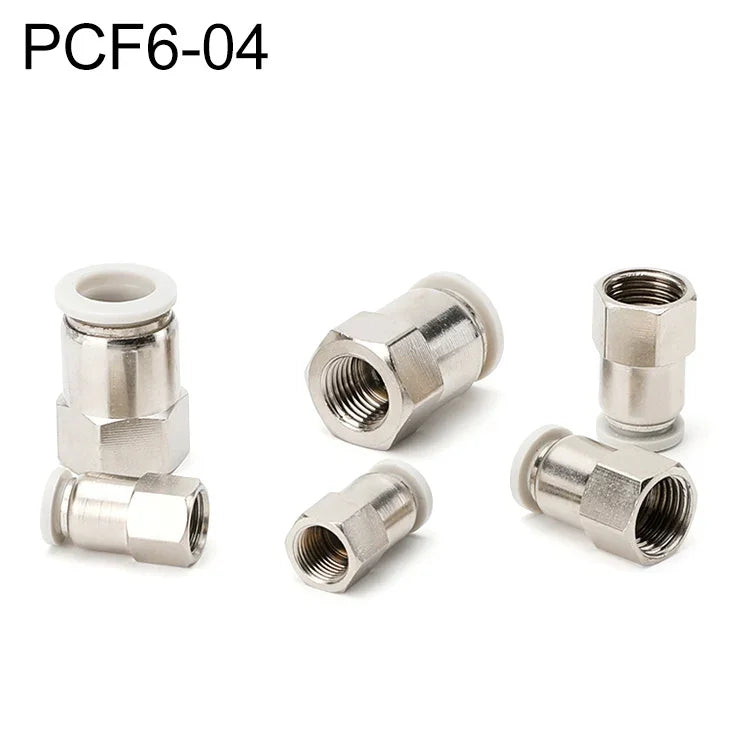 PCF6-02 LAIZE 2個入りメスネジ直線空気圧クイックフィッティングコネクター、PCF4-01 (10個), PCF4-02 (10個), PCF6-01 (10個), PCF6-02 (2個), PCF6-03 (2個), PCF6-04 (1個), PCF8-01 (2個), PCF8-02 (2個), PCF8-03 (1個), PCF8-04 (1個), PCF10-01 (1個)