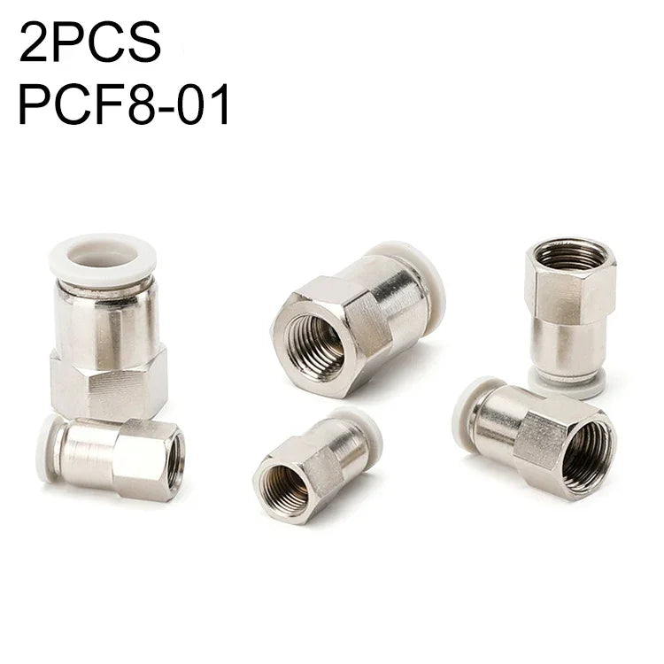 PCF6-02 LAIZE 2個入りメスネジ直線空気圧クイックフィッティングコネクター、PCF4-01 (10個), PCF4-02 (10個), PCF6-01 (10個), PCF6-02 (2個), PCF6-03 (2個), PCF6-04 (1個), PCF8-01 (2個), PCF8-02 (2個), PCF8-03 (1個), PCF8-04 (1個), PCF10-01 (1個)