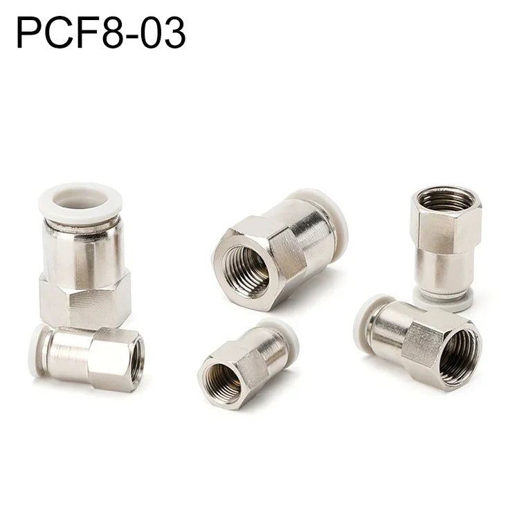 PCF6-02 LAIZE 2個入りメスネジ直線空気圧クイックフィッティングコネクター、PCF4-01 (10個), PCF4-02 (10個), PCF6-01 (10個), PCF6-02 (2個), PCF6-03 (2個), PCF6-04 (1個), PCF8-01 (2個), PCF8-02 (2個), PCF8-03 (1個), PCF8-04 (1個), PCF10-01 (1個)