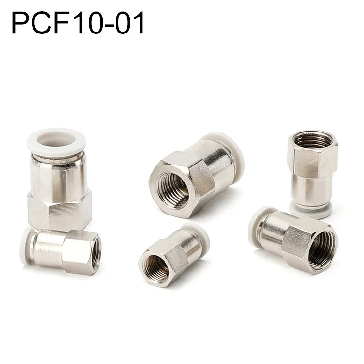 PCF6-02 LAIZE 2個入りメスネジ直線空気圧クイックフィッティングコネクター、PCF4-01 (10個), PCF4-02 (10個), PCF6-01 (10個), PCF6-02 (2個), PCF6-03 (2個), PCF6-04 (1個), PCF8-01 (2個), PCF8-02 (2個), PCF8-03 (1個), PCF8-04 (1個), PCF10-01 (1個)