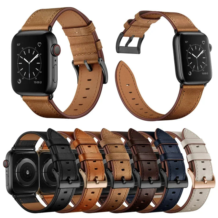 クラシックカウハイド本革ウォッチバンド、Apple Watch Ultra 49mm / シリーズ8＆7 45mm / SE 2＆6＆SE＆5＆4 44mm / 3＆2＆1 42mm用、Apple Watch シリーズ8＆7 41mm / SE 2＆6＆SE＆5＆4 40mm / 3＆2＆1 38mm用