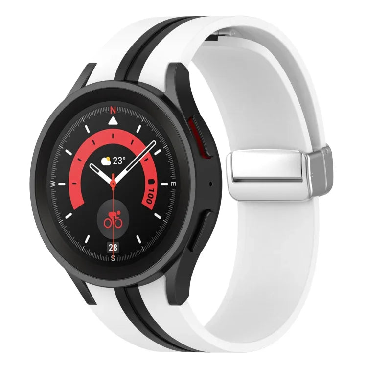 ツートンシルバーバックル シリコンウォッチバンド、Samsung Galaxy Watch 5 Pro用