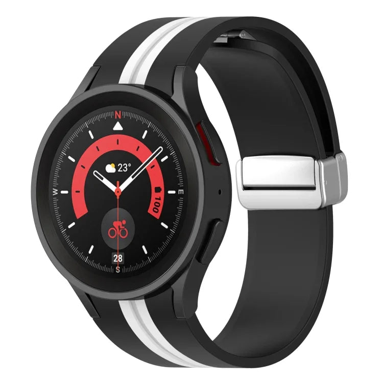 ツートンシルバーバックル シリコンウォッチバンド、Samsung Galaxy Watch 5 Pro用