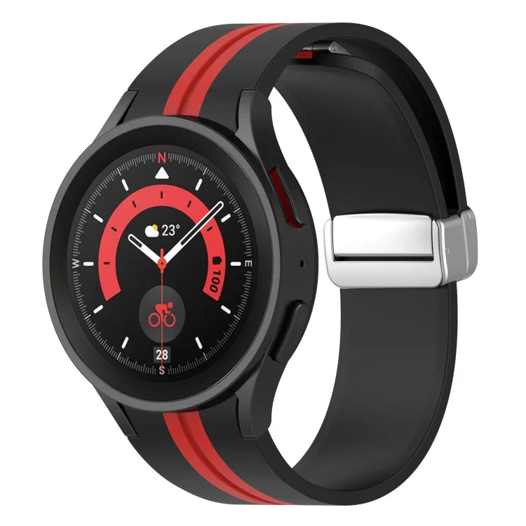 ツートンシルバーバックル シリコンウォッチバンド、Samsung Galaxy Watch 5 Pro用