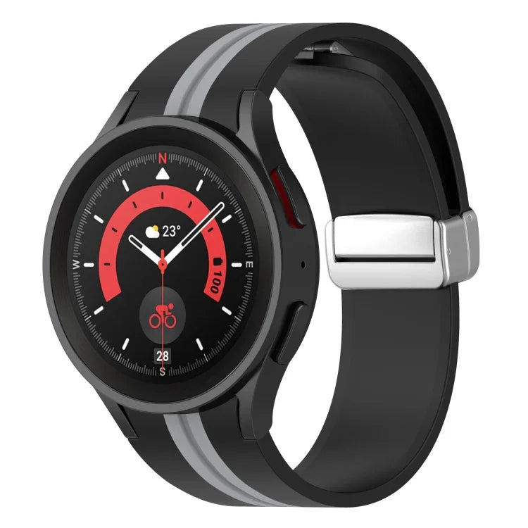 ツートンシルバーバックル シリコンウォッチバンド、Samsung Galaxy Watch 5 Pro用
