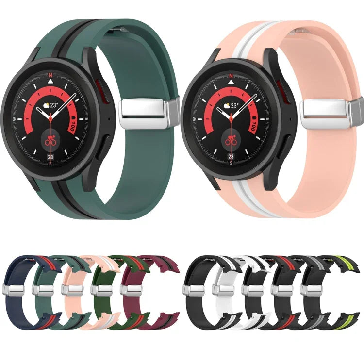 ツートンシルバーバックル シリコンウォッチバンド、Samsung Galaxy Watch 5 Pro用