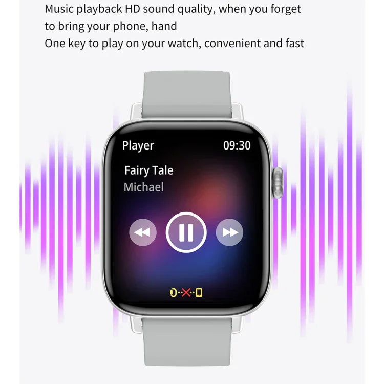 T49 1.9インチHDスクエアスクリーンスマートウォッチ 心拍数モニタリング／Bluetooth通話対応