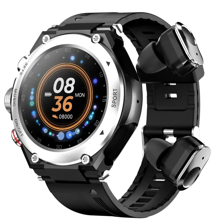 T92 1.28インチIPSタッチスクリーン2in1 Bluetoothヘッドセットスマートウォッチ、心拍数モニタリング／Bluetooth音楽対応