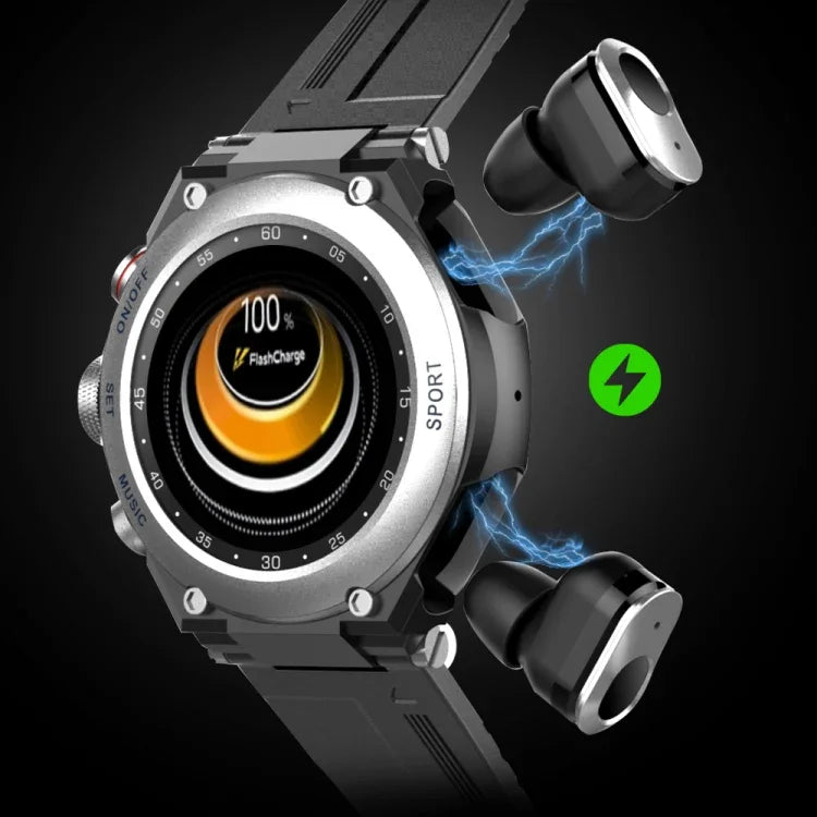 T92 1.28インチIPSタッチスクリーン2in1 Bluetoothヘッドセットスマートウォッチ、心拍数モニタリング／Bluetooth音楽対応