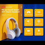 Lenovo TH10 ワイヤレスBluetoothゲーミングバスミュージックスポーツノイズキャンセリングヘッドホン、TH10ホワイト、TH10ブラック