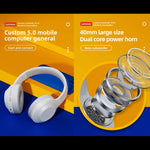 Lenovo TH10 ワイヤレスBluetoothゲーミングバスミュージックスポーツノイズキャンセリングヘッドホン、TH10ホワイト、TH10ブラック