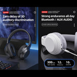 Lenovo TH10 ワイヤレスBluetoothゲーミングバスミュージックスポーツノイズキャンセリングヘッドホン、TH10ホワイト、TH10ブラック