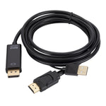 電源付きHDMIからUSB＋DisplayPortアダプターケーブル、長さ：1.8m、180cm